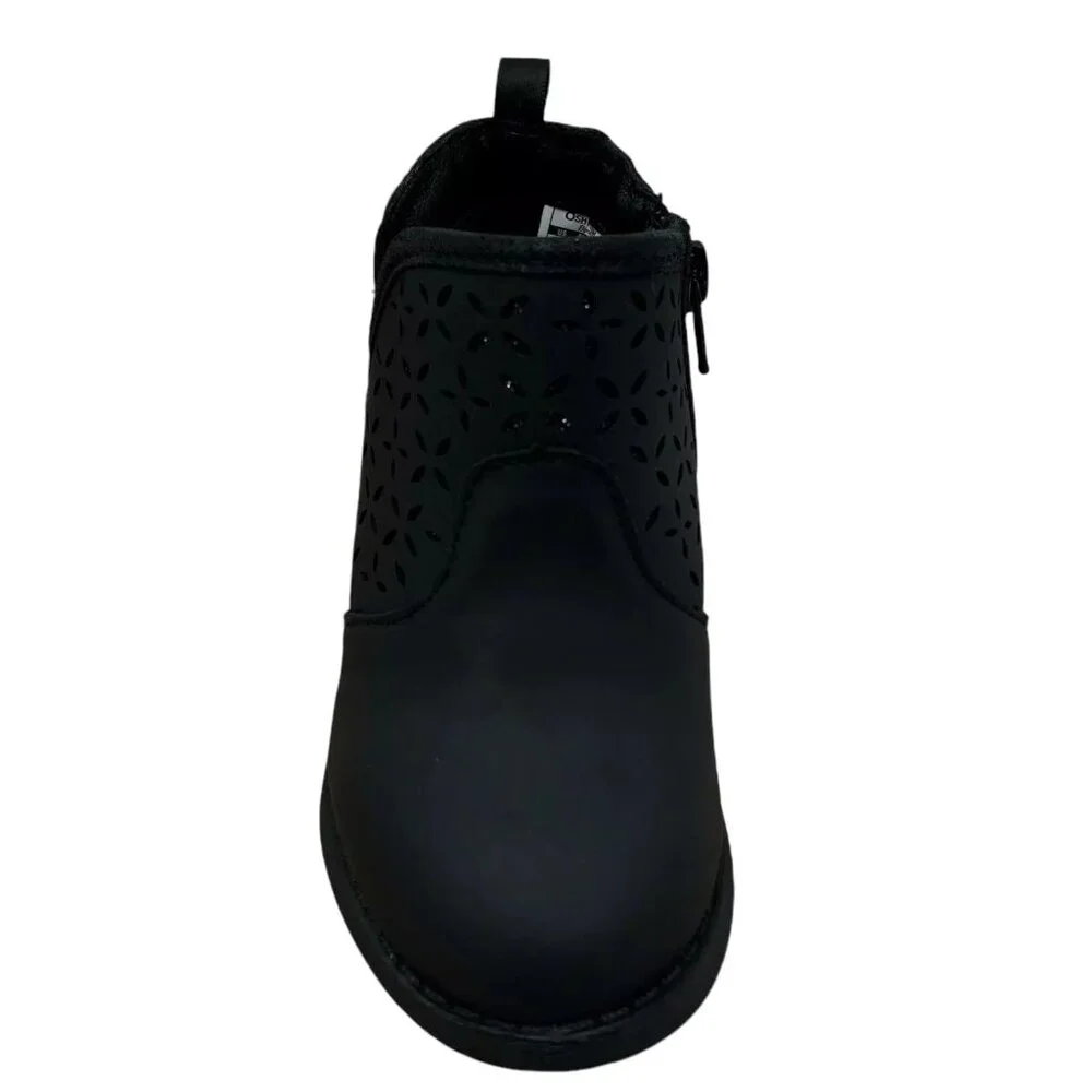 OshKosh B'Gosh Girl's Estell‎ Ankle Boots Size 7 Black Glitter Accent Side Zip